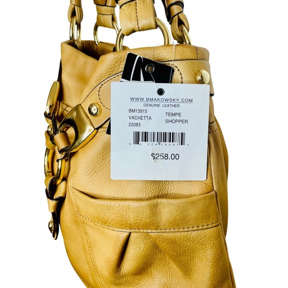 NWT - B MAKOWSKY - Tan Pebble Leather Shoulder Handbag With Dust Bag! - Picture 16 of 17